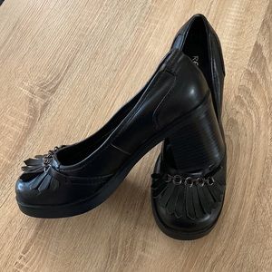 Rebels Turf Block Heel Shoes w Fringe, Size 9, Black, Never Worn